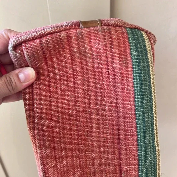 Vintage Boho Southwestern Textile Purse with Leather Trim Convertible Strap